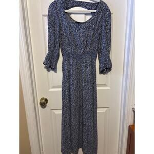 Phase eight women’s floral midi open back blue floral dress size US 10 UK 12